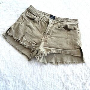 Just Black Green Frayed‎ Jean Shorts